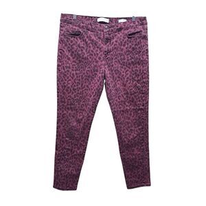 Social Standard by Sanctuary Womens Jeans Size 14 Oxblood Leopard Print Denim